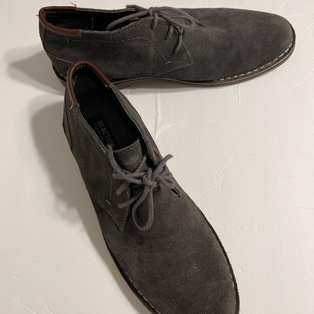 Mens Kenneth Cole Reaction Leather Ankle Shoes Boots Gray Suede Desert Sun 9.5 - Picture 5 of 6